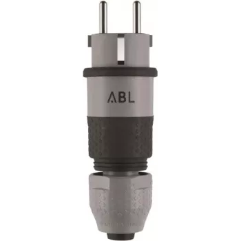 ABL 100000070 ammattimainen SCHUKO- ja French/Belgian-hybridipistoke, harmaa, IP54, 16A, 250V, ruuviliittimet, kaapeliasennus