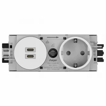 Hager Winsta uppoasennettava SCHUKO-pistorasia 2x USB-C PD 20W laturilla, puhtaanvalkoinen GS17009016
