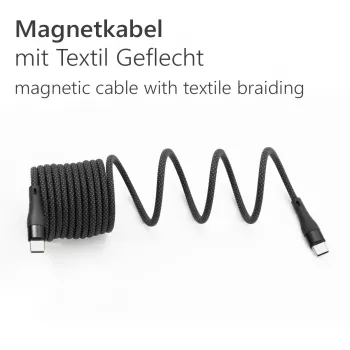 MAXTRACK C532-1L USB 2.0 spiraalikaapeli, USB-A - USB-C, 1 m, musta, kullatut koskettimet
