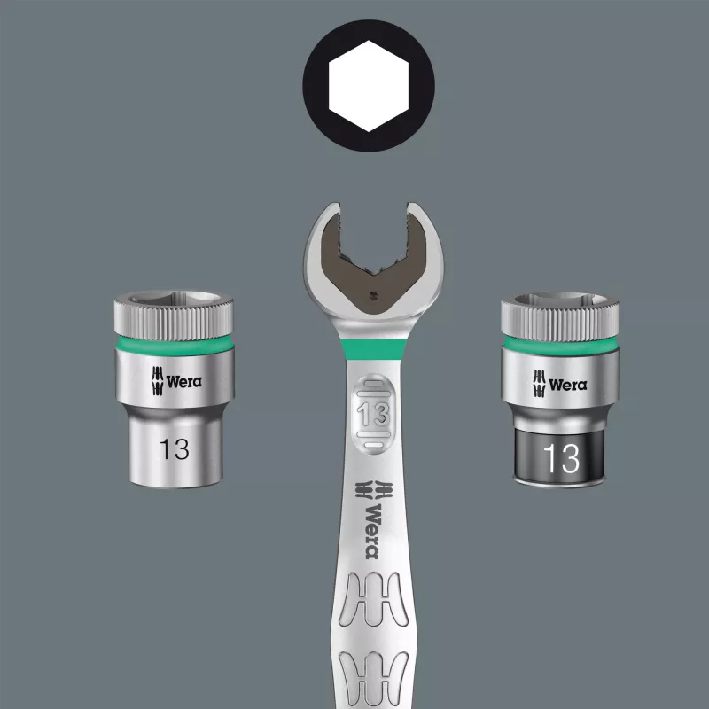 Wera 8100 SA 13 Zyklop Speed räikkäpää 1/4 tuuman kiinnitys, 152 mm, kromi-vanadiini 05004022001