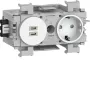 Hager Winsta suko-pistorasia Dual USB-C PD 20W laturilla, polarvalkoinen GS17019016