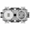 Hager Winsta suko-pistorasia Dual USB-C PD 20W laturilla, polarvalkoinen GS17019016
