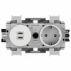 Hager Winsta suko-pistorasia Dual USB-C PD 20W laturilla, polarvalkoinen GS17019016