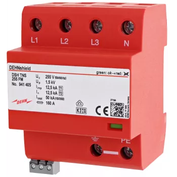DEHN DSH TNS 255 FM yhdistelmäsuoja tyyppi 1+2 TN-S-järjestelmille (941405)