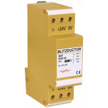 DEHN 918422 BLITZDUCTOR VT yhdistetty salamanvirta- ja ylijännitesuoja DC-virtalähdejärjestelmille, 24 V DC, Type 1+2 SPD