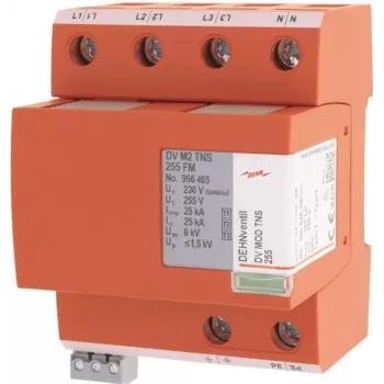 DEHN DV M2 TNS 255 FM yhdistelmäsuoja tyyppi 1+2+3, 4-napainen, TN-S, 255 V 956405