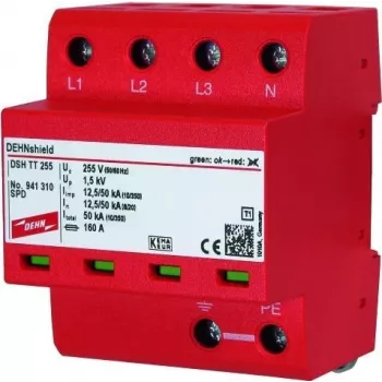 DEHN DSH TT 255 tyyppi 2 ylijännitesuojalaite 1+1 napainen 230/400V 40kA DIN-kisko 941310