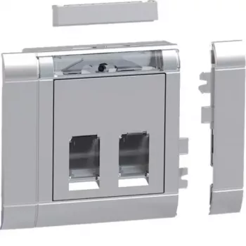 Hager GSETDM032LAN dataliitäntäasennussarja, 2x RJ45, Cat.6A, suojattu, alumiininen etulevy, tyyppi 03