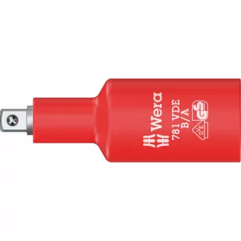Wera 781 B/A VDE eristetty adapteri, 3/8 tuuman neliökanta 1/4 tuuman kuusiokantaan, mekaaninen lukitus 05024692001