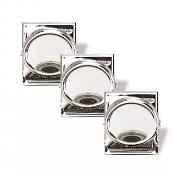 Magnetoplan magneettiklipsi 35 mm hopea 3 kpl:n pakkaus pitää jopa 26 A4-arkkia (16670)