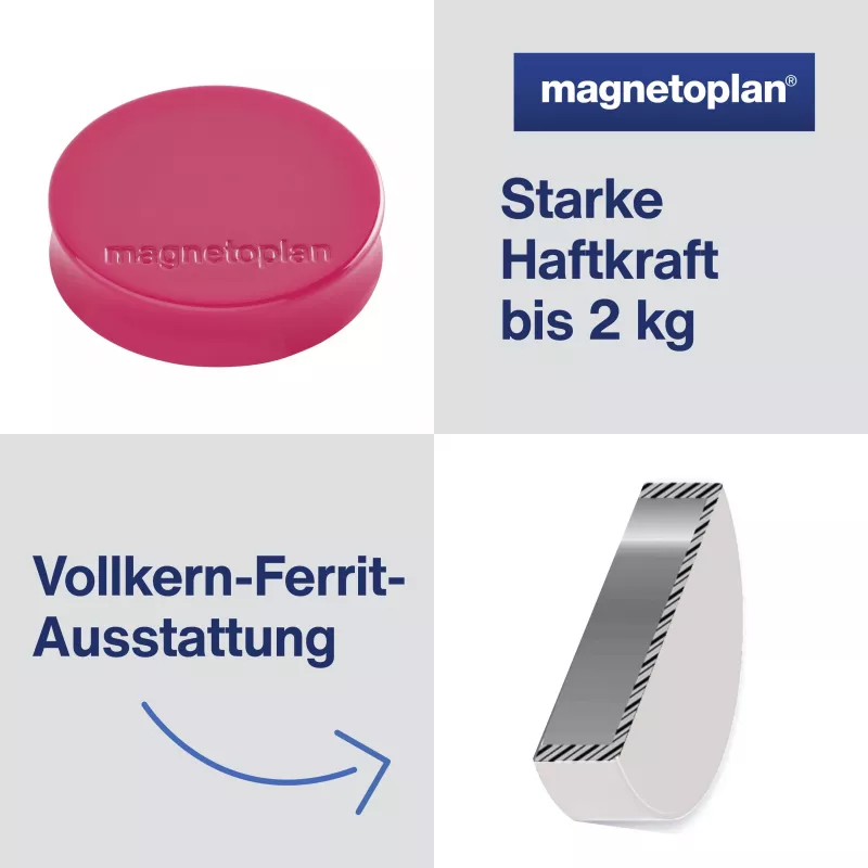 MAGNETOPLAN HOLTZ magneetti Ergo Medium 1664018 30mm pinkki 10 kpl