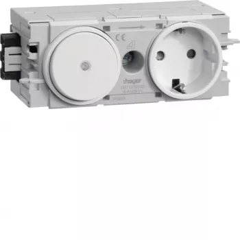 HAGER GS11009016 sukopistorasia vaihtokytkimellä, liikennevalkoinen
