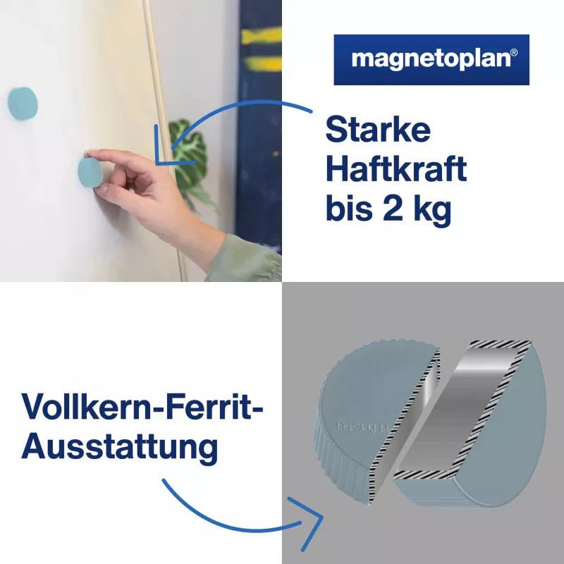 MAGNETOPLAN HOLTZ Discofix pyöreä magnum-magneetti, sininen, täysferriittisydän, 2,0 kg pitovoima (1660003)