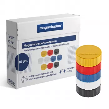Magnetoplan Discofix Magnum sekalaiset valkotaulumagneetit, 34 mm, 10 kpl 1660010