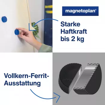 Magnetoplan Discofix Magnum sekalaiset valkotaulumagneetit, 34 mm, 10 kpl 1660010