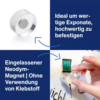 MAGNETOPLAN HOLTZ magnetoplan Design-magneetit, 25 mm, 6 kpl:n pakkaus neodyymimagneetit läpinäkyvällä akryylikahvalla, hiottu (1680025)