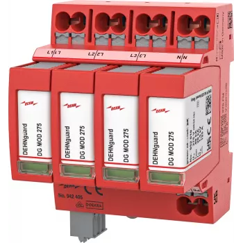 DEHN DEHNguard MP TNS 275 FM tyyppi 2 ylijännitesuoja, 4-napainen, 275V, 40kA, DIN-kisko 942405