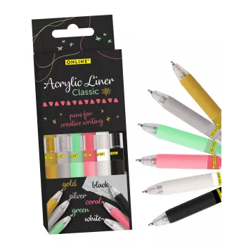 ONLINE® Classic akryylitussisarja 1,0 mm, 6 eri väriä (18631/6)