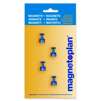 Magnetoplan magneettinen muistilappupidike, sininen, 4 kpl, pitää jopa 9 DIN A4 -arkkia 1666114