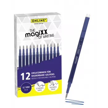 ONLINE magiXX geelikynän vaihtopatruunut sininen 0,7 mm medium 12 kpl:n pakkaus (40167)