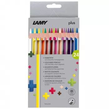 LAMY plus kolmiomaiset värikynät, 24 osan sarja pahvikotelossa, ergonominen kolmiomuoto, mattapinta, murtumaton lyijy 1222008