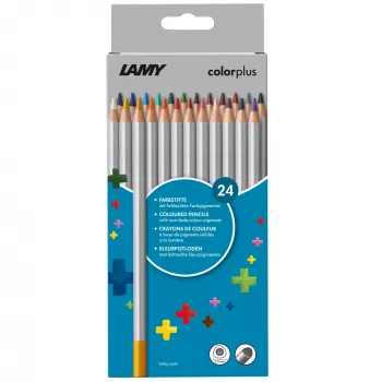 LAMY colorplus värikynät, 24 eri väriä, ergonominen kolmiomuoto, mattapinta, murtumaton lyijy, pahvikotelo 1233469