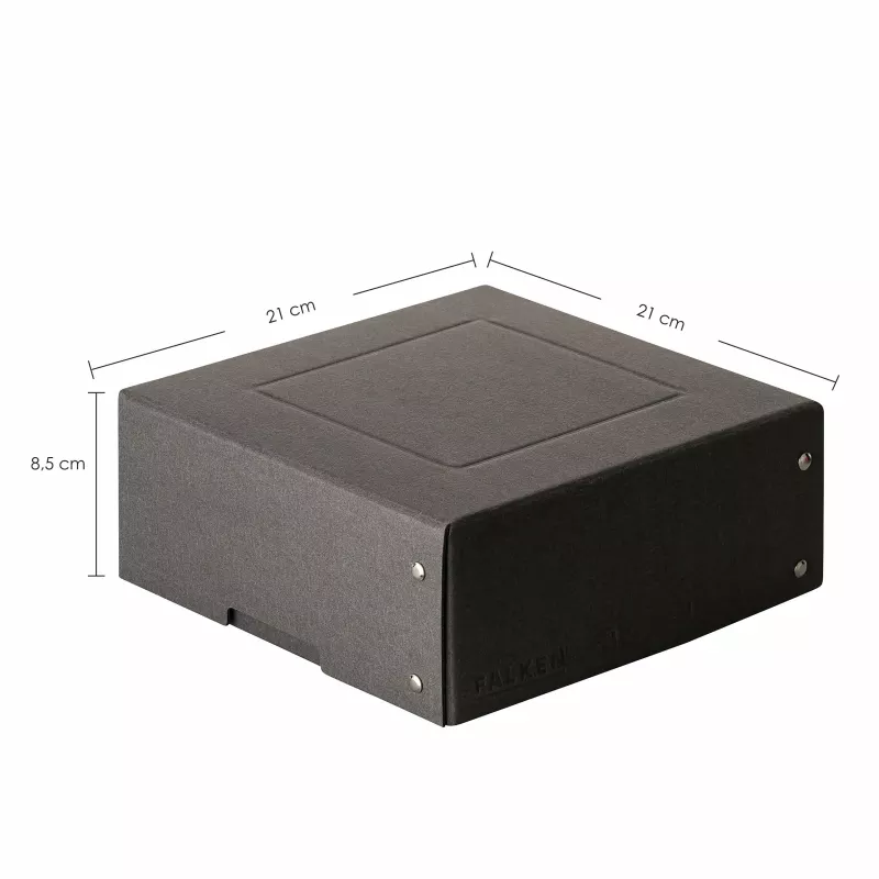 FALKEN PURE säilytyslaatikko 200x200mm 1050 arkille, musta, 21x21x8,5 cm 22001752000F