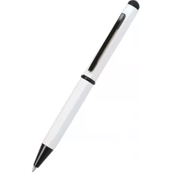 ONLINE SCHREIBGERÄTE Hexagon stylus-kuulakärkikynä, valkoinen kotelo, sininen muste, kapasitiivinen stylus, kiertomekanismi, alumiini, 1 kpl (21031/3D)