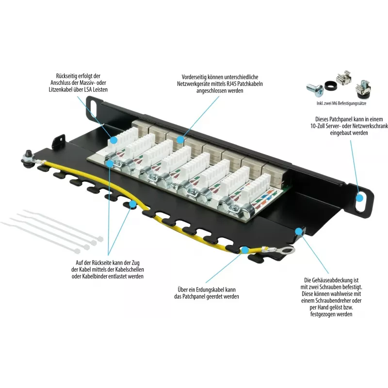 GoodConnections Alcasa GC-N0130 Cat6a suojattu RJ45 Keystone -moduuli - 10GbE 22-26 AWG musta
