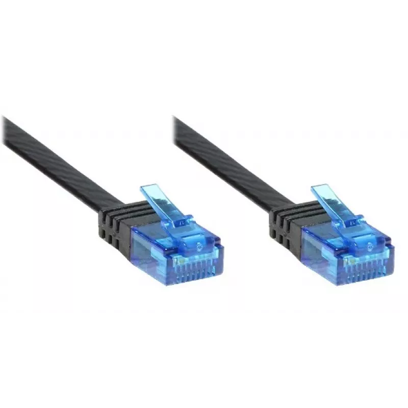 GoodConnections Cat. 6a U/UTP litteä verkkokaapeli, 500 MHz, musta, 1 m 8060-HF015S