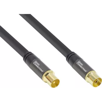 GoodConnections SmartFLEX antennikaapeli, IEC koaksiaali uros-naaras, kullattu, nelinkertaisesti suojattu, 120 dB, musta, 7,5 m (GC-M2056)