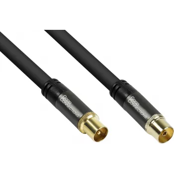 GoodConnections SmartFLEX antennikaapeli, IEC koaksiaali uros-naaras, kullattu, nelinkertaisesti suojattu, 120 dB, musta, 7,5 m (GC-M2056)