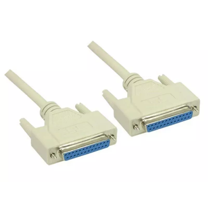 GoodConnections nullmodem-kaapeli, DB25 naaras - DB25 naaras, 3 m, nikkelöity, kaksinkertaisesti suojattu, musta 4030-3