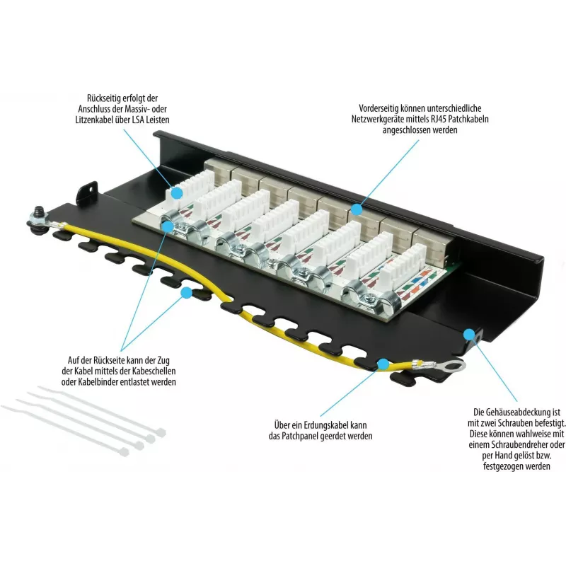 GoodConnections Alcasa GC-N0118 Cat.6a suojattu keystone-moduuli, työkaluton, RJ45, 10G, musta