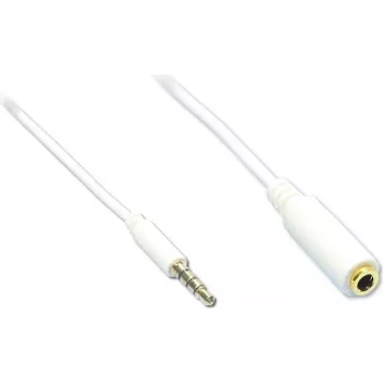 GoodConnections 3,5 mm 4-napainen TRRS audiojatkokaapeli, uros-naaras, valkoinen, 5 m AS-35V4W5