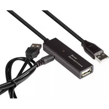 Good Connections aktiivinen USB 2.0 -jatkojohto, Type-A uros Type-A naaras, kupari, musta, 15 m (GC-M0133)