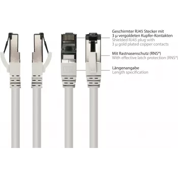 GoodConnections Alcasa 8080L-200 Cat8.1 S/FTP verkkokaapeli, 20 m, harmaa, RJ45, 40 Gbit/s, 2000 MHz