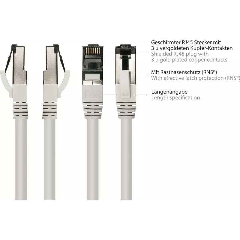GoodConnections Alcasa 8080L-200 Cat8.1 S/FTP verkkokaapeli, 20 m, harmaa, RJ45, 40 Gbit/s, 2000 MHz