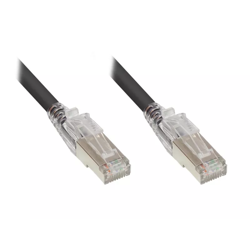 GoodConnections Cat.6A S/FTP patchkaapeli RNS® Latch-suojalla, LSZH, 5m, musta 8060-HV050S