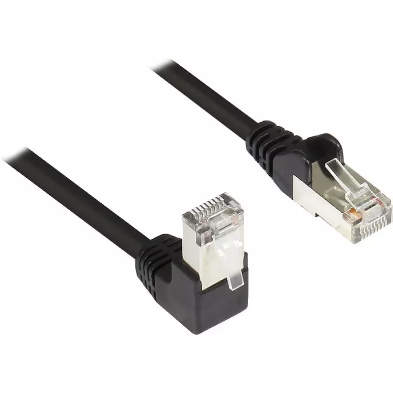 GoodConnections Cat. 5e F/UTP patchkaapeli, 2m, musta, 90° suoraan RJ45 805S-020EWI