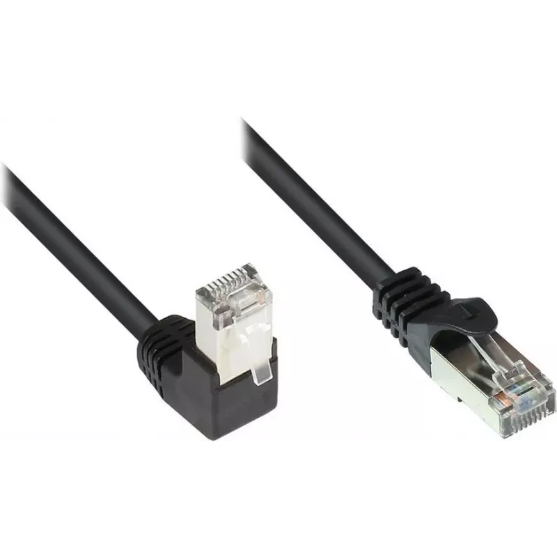 GoodConnections Cat. 5e F/UTP patchkaapeli, 2m, musta, 90° suoraan RJ45 805S-020EWI