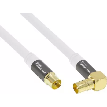 Good Connections GC-M2070 SmartFLEX TV-kulma-antennikaapeli - 30 m - IEC-koaksiaaliliitin kulma uros - naaras - nelinkertaisesti suojattu 120 dB 75 ohm - kullatut liittimet - valkoinen