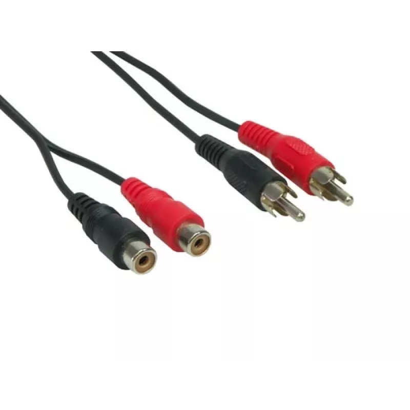 GoodConnections 5 m RCA-audiojatkokaapeli, 2x RCA uros - 2x RCA naaras, stereo, musta AS-5CV2