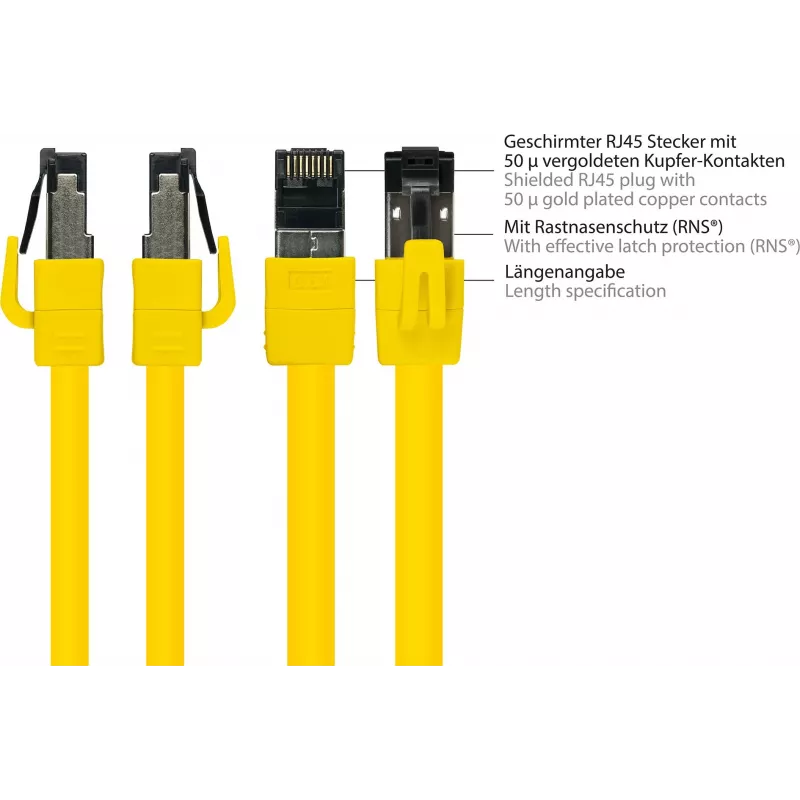 GoodConnections Alcasa Cat8.1 S/FTP Ethernet-patch-kaapeli, RJ45, keltainen, 1,5 m 8080-015Y