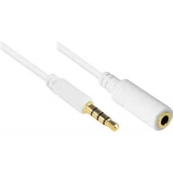 GoodConnections AS-35V4W2 3,5 mm 4-napainen audiojatkokaapeli, uros - naaras, valkoinen, 2 m
