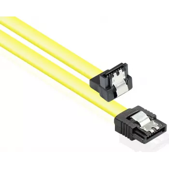 GoodConnections SATA 6 Gb/s -kaapeli metalliklipsulla, kulma, 0,50 m, keltainen 5047-AW05Y