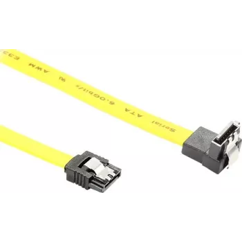 GoodConnections SATA 6 Gb/s -kaapeli metalliklipsulla, kulma, 0,50 m, keltainen 5047-AW05Y