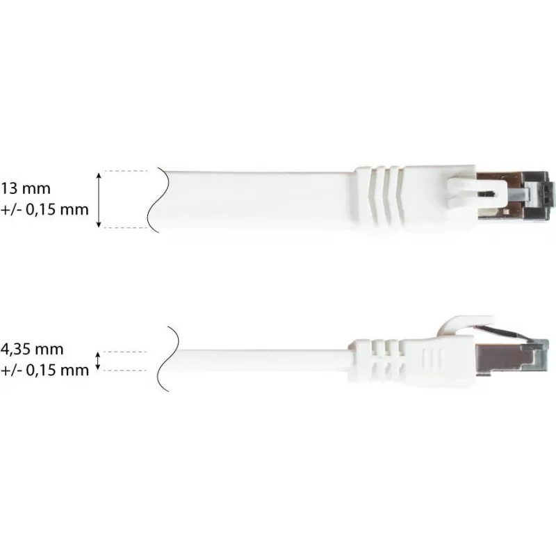 GoodConnections Cat. 8.1 litteä patch-kaapeli U/FTP PiMF LSZH valkoinen 0,5m 40Gbps 2000MHz 8080-F005W