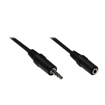 GoodConnections 3,5 mm äänen jatkokaapeli, uros-naaras, 3-napainen, musta, 2,5 m AS-35V25
