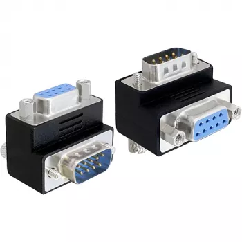 Delock adapteri D-Sub 9-pin uros-naaras 270° kulma musta 65265